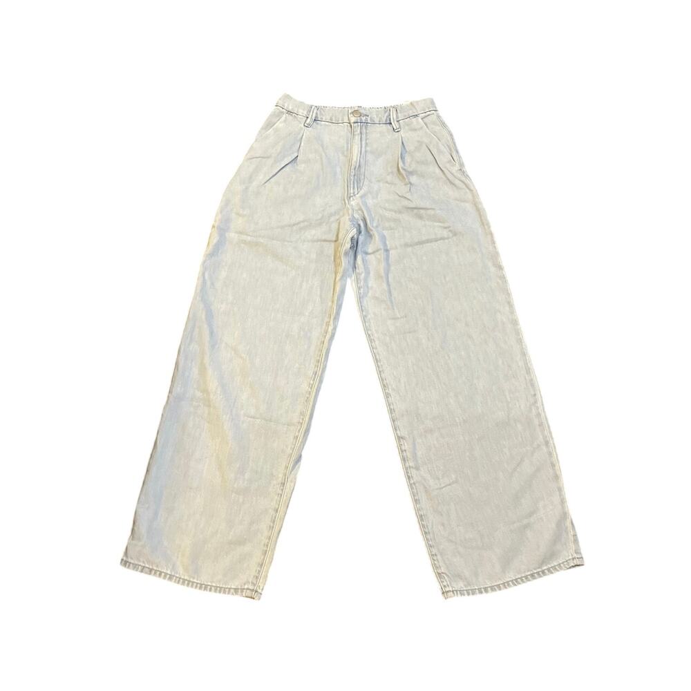 Uniqlo Drapey Denim Pleated Relaxed Wide Leg Denim Pants SZ 5 Streetwear Y2K